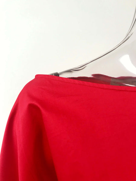 Women's Long-Sleeve Cotton Off-Shoulder Pullover Oversize Blouse